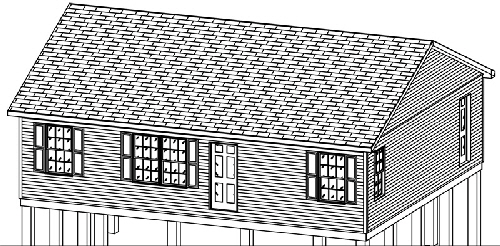 HN101-A22 Custom Coastal Shore Modular Home Exterior Rendering