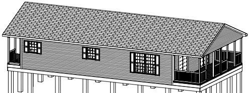 HRS1083 Custom Coastal Shore Modular Home Exterior Rendering