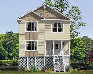LZ202-A Harbor Breeze Coastal Shore Modular Home Exterior Rendering